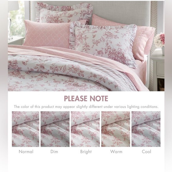 Madison Park Pink Floral King Size Comforter Set 7 pieces - Picture 7 of 9